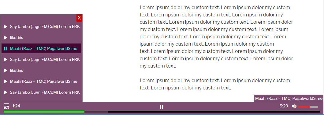 Bottom Sticky Music Player WordPress plugin