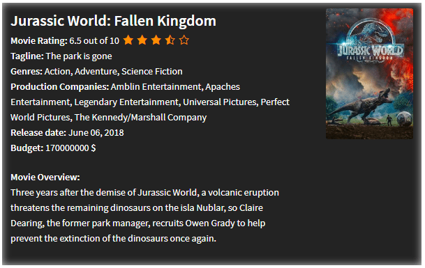 Movie WordPress Plugin Dark Theme