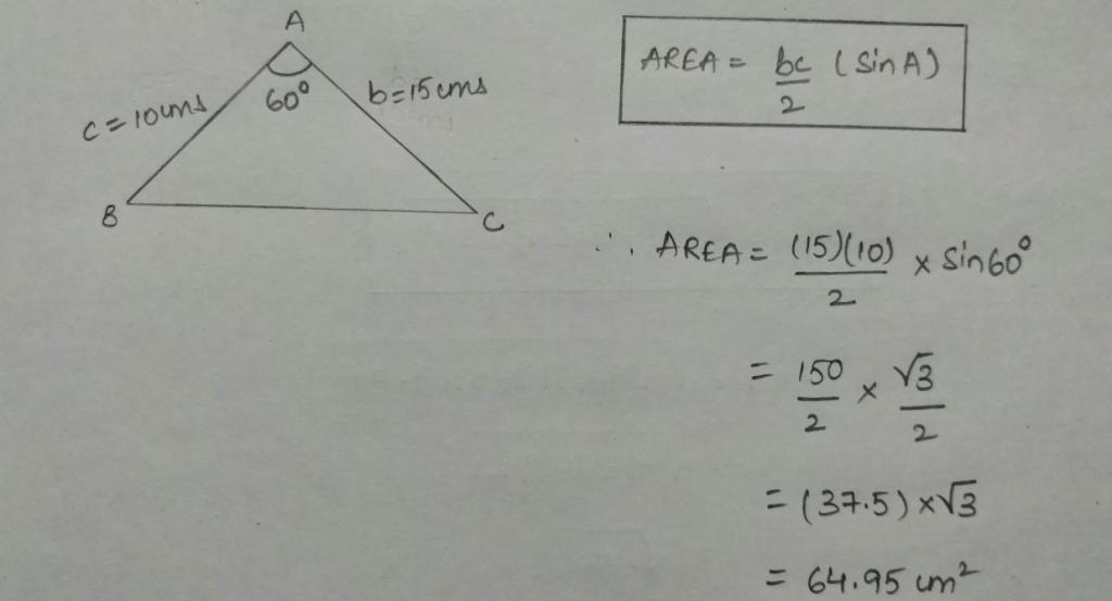 Calculating the Area of Triangle in all 4 ways in Java - CodeSpeedy