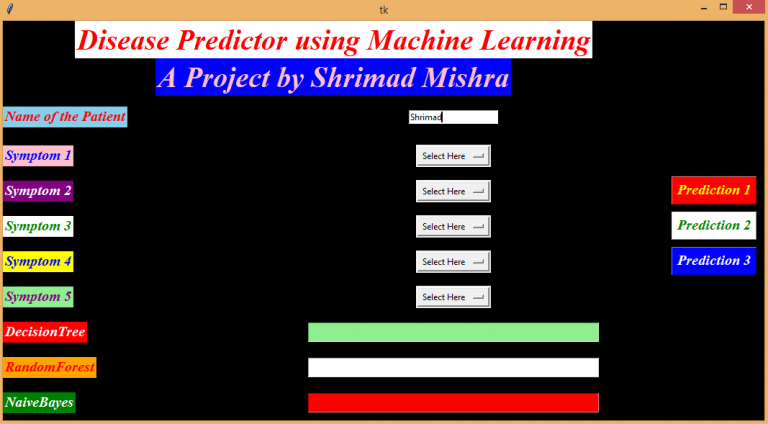 Disease Prediction Project in Python GUI using ML - CodeSpeedy