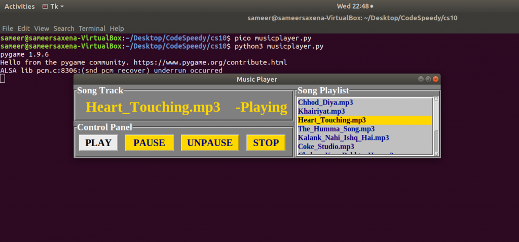Build a Music Player in Python from Scratch - CodeSpeedy