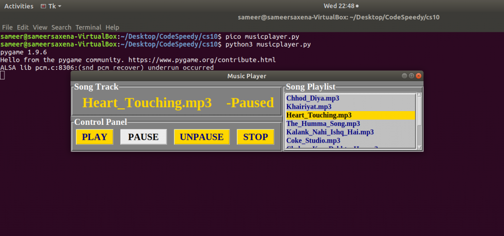 Build a Music Player in Python from Scratch - CodeSpeedy