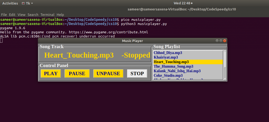 Build a Music Player in Python from Scratch - CodeSpeedy