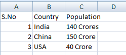 CSV excel screenshot
