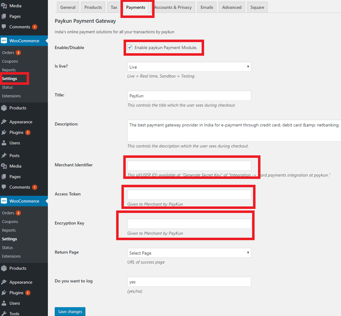 Paykun for WordPress WooCommerce plugin settings.png