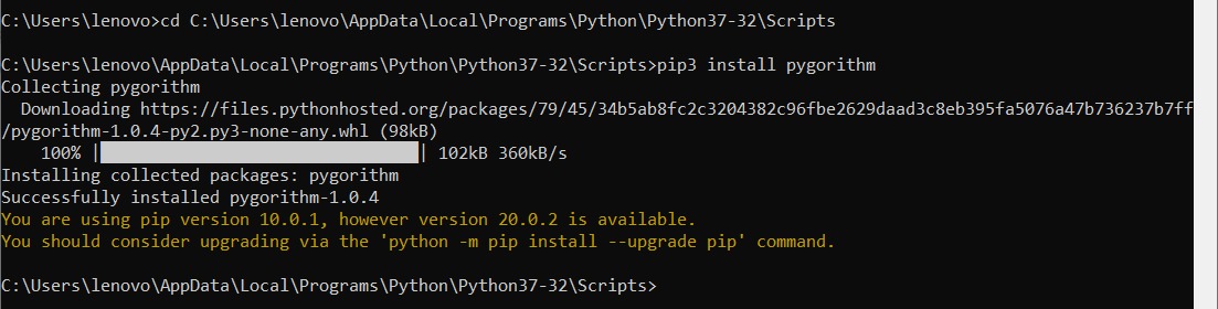 Pygorithm module in Python