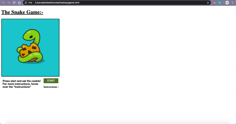 Make a Snake Game using HTML CSS and JavaScript -CodeSpeedy