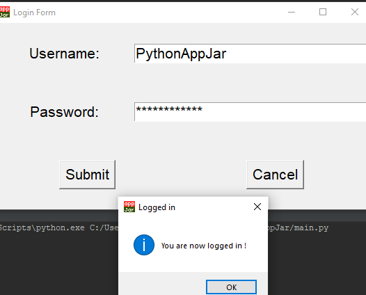 Login form using Python AppJar