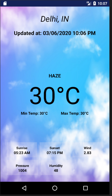 Weather data in android studio