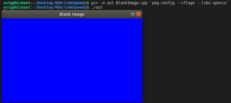 Create a single colored blank image in C++ using OpenCV - CodeSpeedy