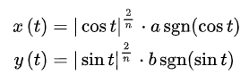 The parametric equation of a superellipse
