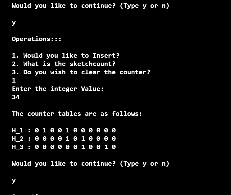 output for Count_min sketch in java