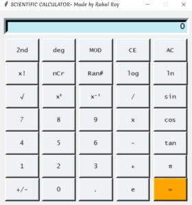 Scientific Calculator GUI in Python using Tkinter - CodeSpeedy