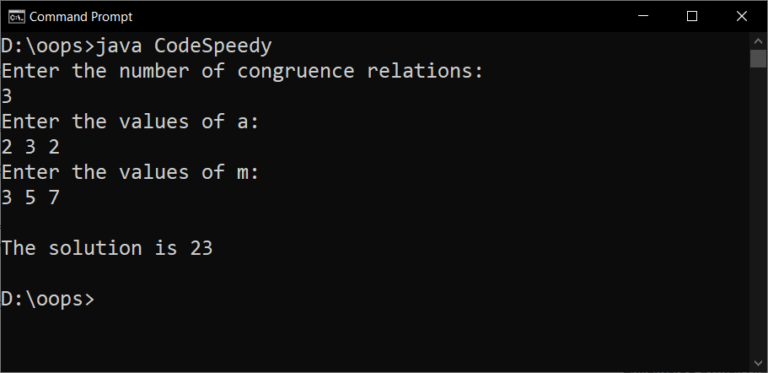 Chinese Remainder Theorem in Java - CodeSpeedy