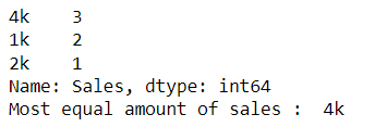 obtain the frequency of each item in the column Sales