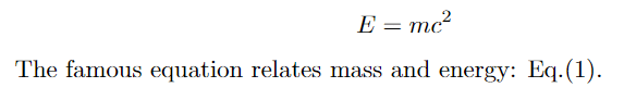 Refering equation that relates mass and energy with \eqref.