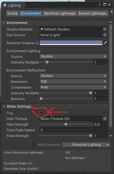 Fog option in Unity