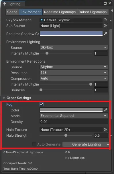 Unity Fog Options