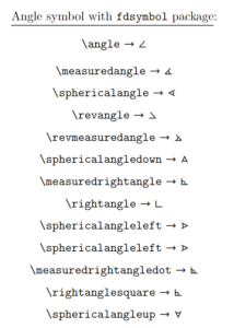 Angle symbol (∠, ∟, ∡, ∢) in LaTeX - CodeSpeedy