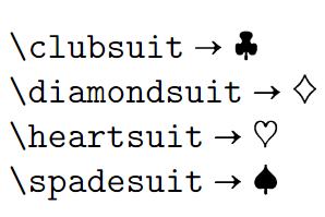  clubs, diamonds, hearts, and spades symbol with boisik packages.
