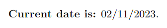 Current date in numerical date format.