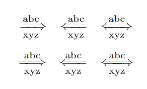 Text above and below of double arrow symbol.
