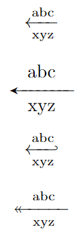 Text above and below of left arrow symbol.