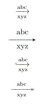 Text above and below of right arrow symbol