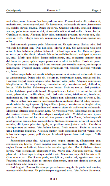 Second page with header and footer.