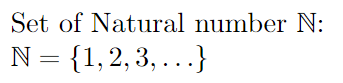 Set of natural numbers.