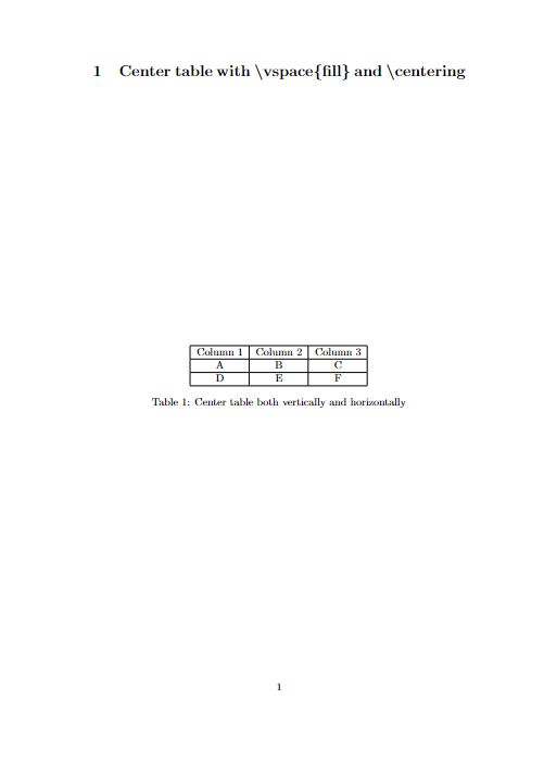 Centered table both vertically and horizontally.