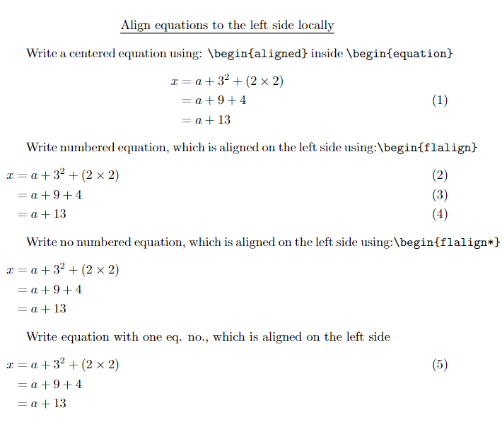 align equation on left side locally.