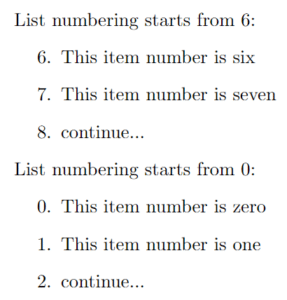 How to change enumerate list starting number in LaTeX? - CodeSpeedy