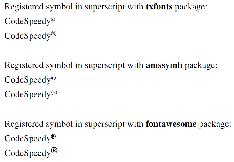 registered symbol in superscript.