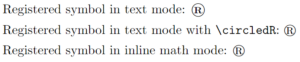 Registered (®), Trademark (™), and Copyright(©) symbol in LaTeX ...