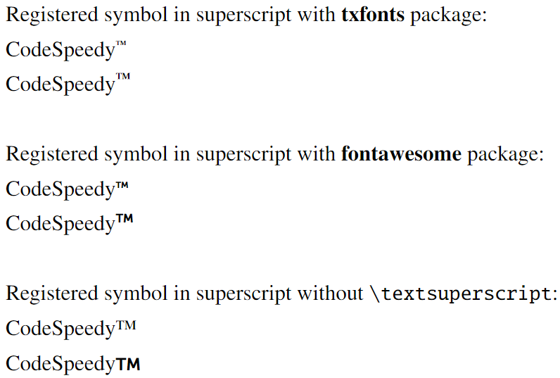 trademark symbol in superscript.