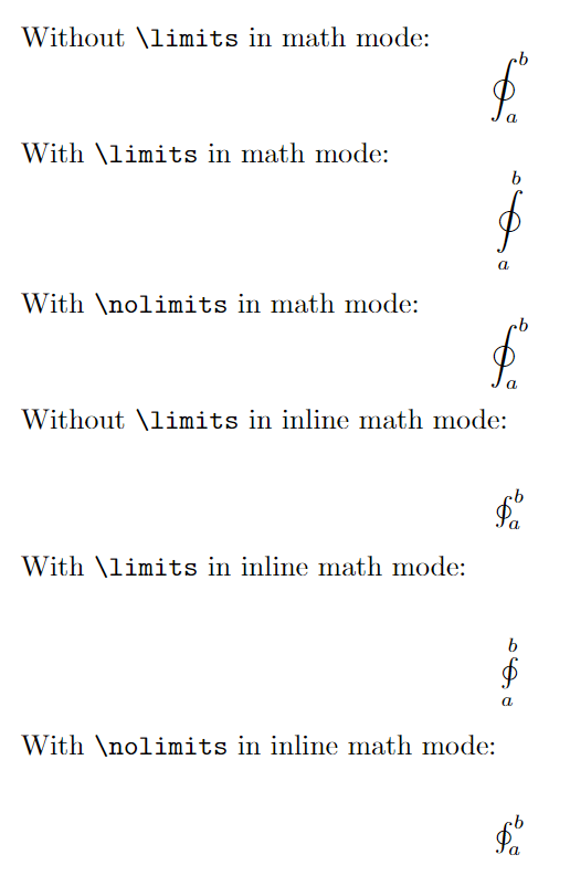 Closed integral with limits.