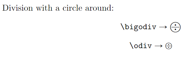 division with a circle around.
