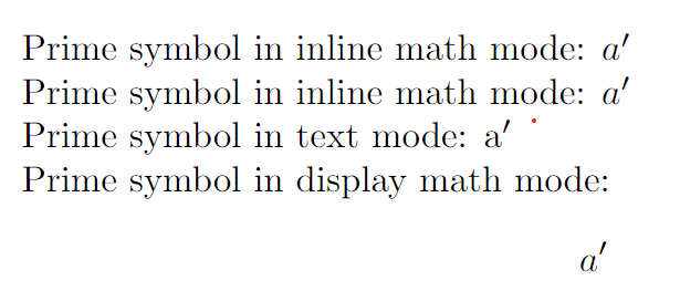 prime symbol in all mode.