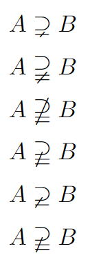 superset and not equal
