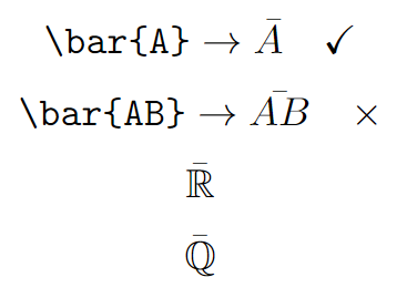 bar over a single letter.