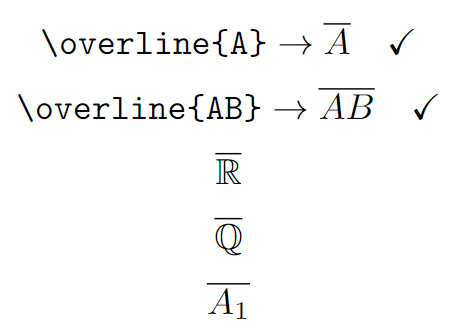 overline over multiple characters.