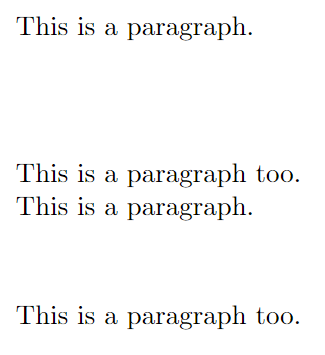 space between paragraphs.