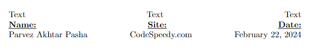 text align left, right, and center on same line.