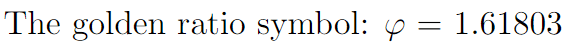 golden ration constant in LaTeX