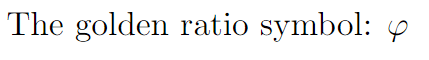 golden ration symbol in LaTeX