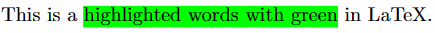 highlight text in latex with color change