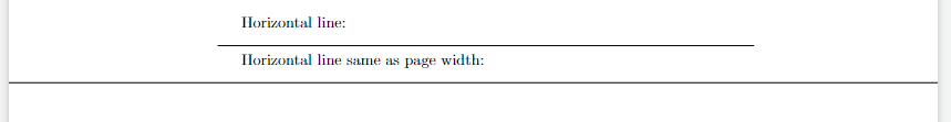 horizontal line same as page width.