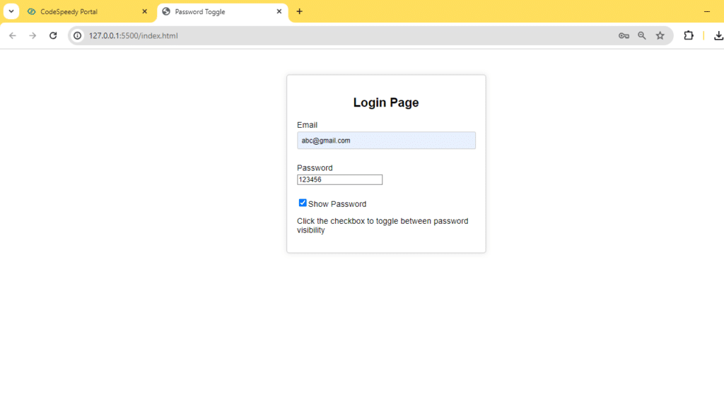 Toggle Password Visibility in Javascript - CodeSpeedy
