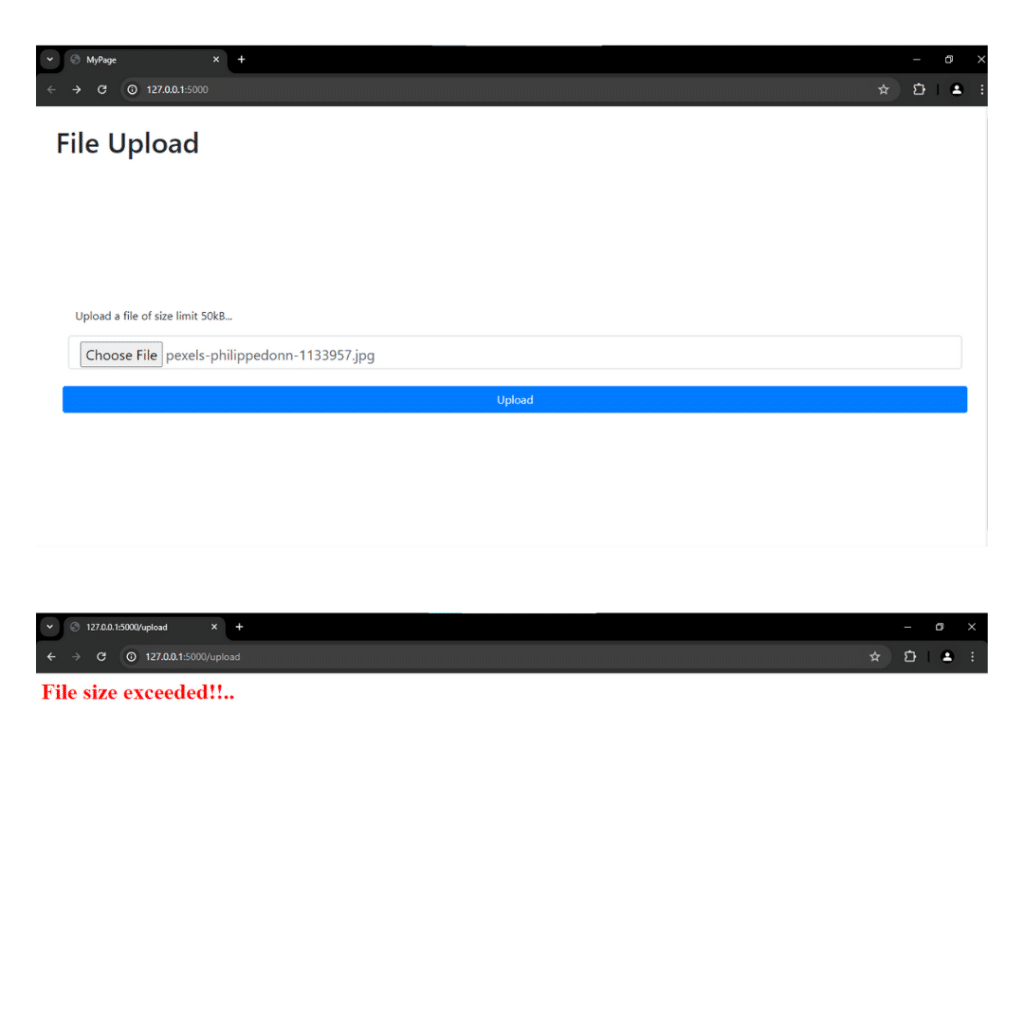file is larger flask